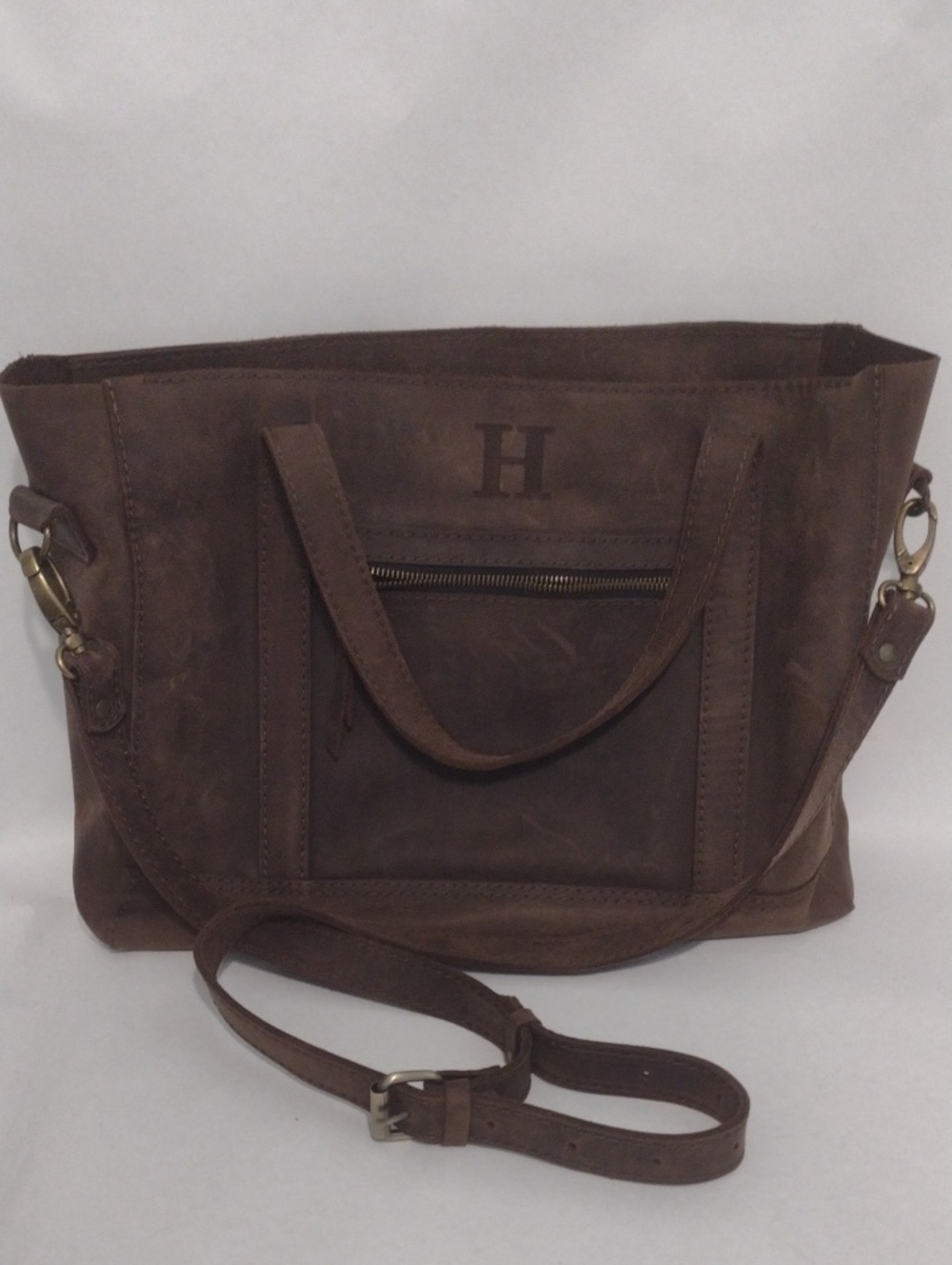 Unbranded Brown Leather Shoulder Bag (J1027)